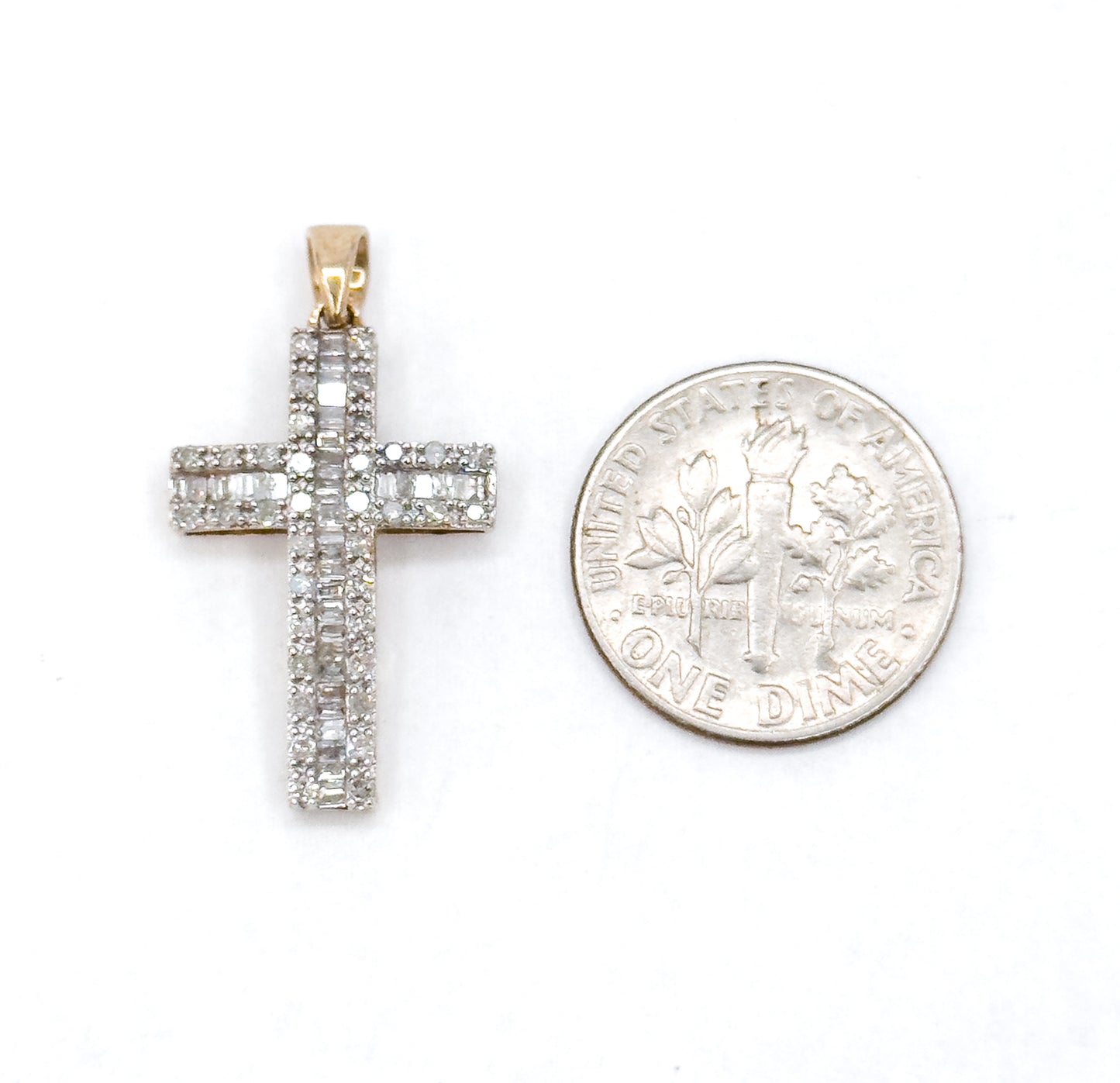 Vintage Diamond Cross Pendant in Yellow Gold
