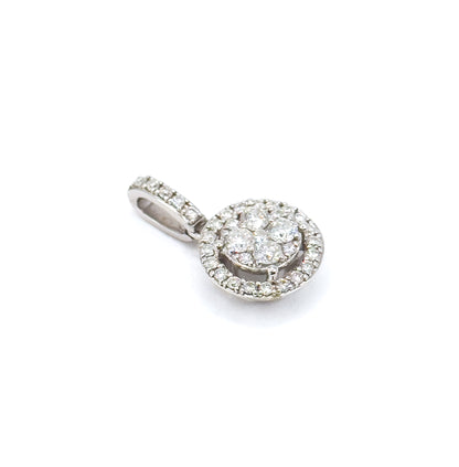 Estate Diamond Halo Pendant in 14K White Gold