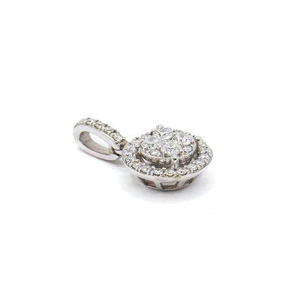 Estate Diamond Halo Pendant in 14K White Gold