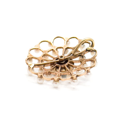 Edwardian Opal & Pearl Pendant in 14K Gold Spiderweb, Flower