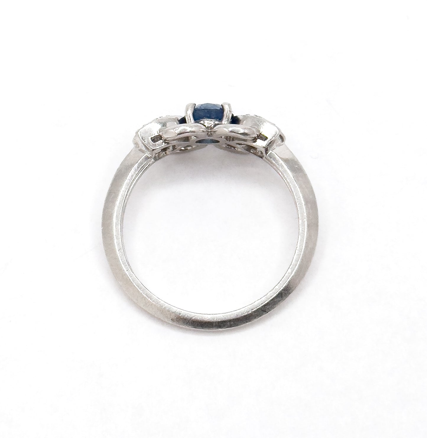 Vintage Blue Sapphire & Diamond Ring in Platinum