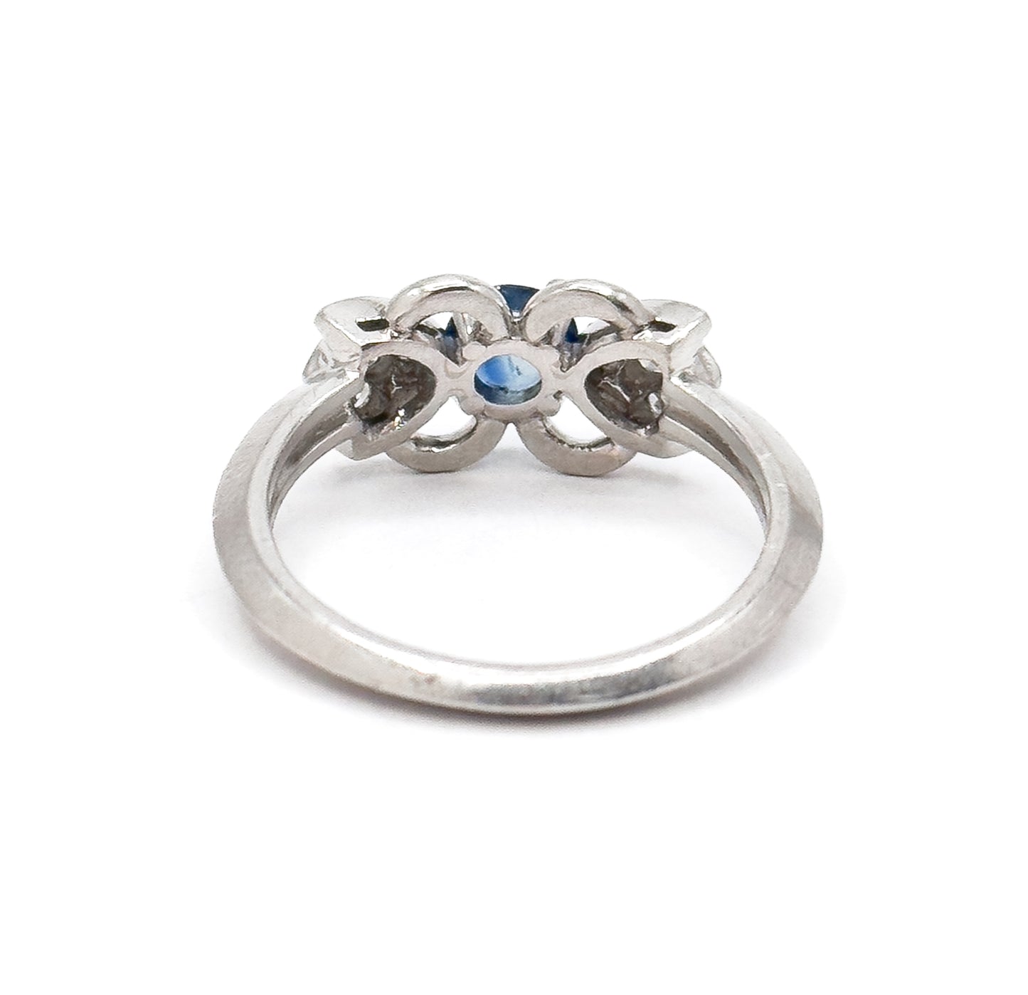 Vintage Blue Sapphire & Diamond Ring in Platinum