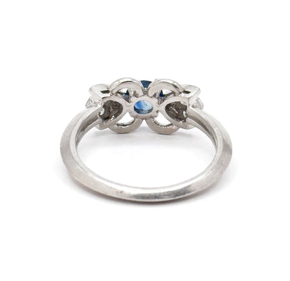 Vintage Blue Sapphire & Diamond Ring in Platinum