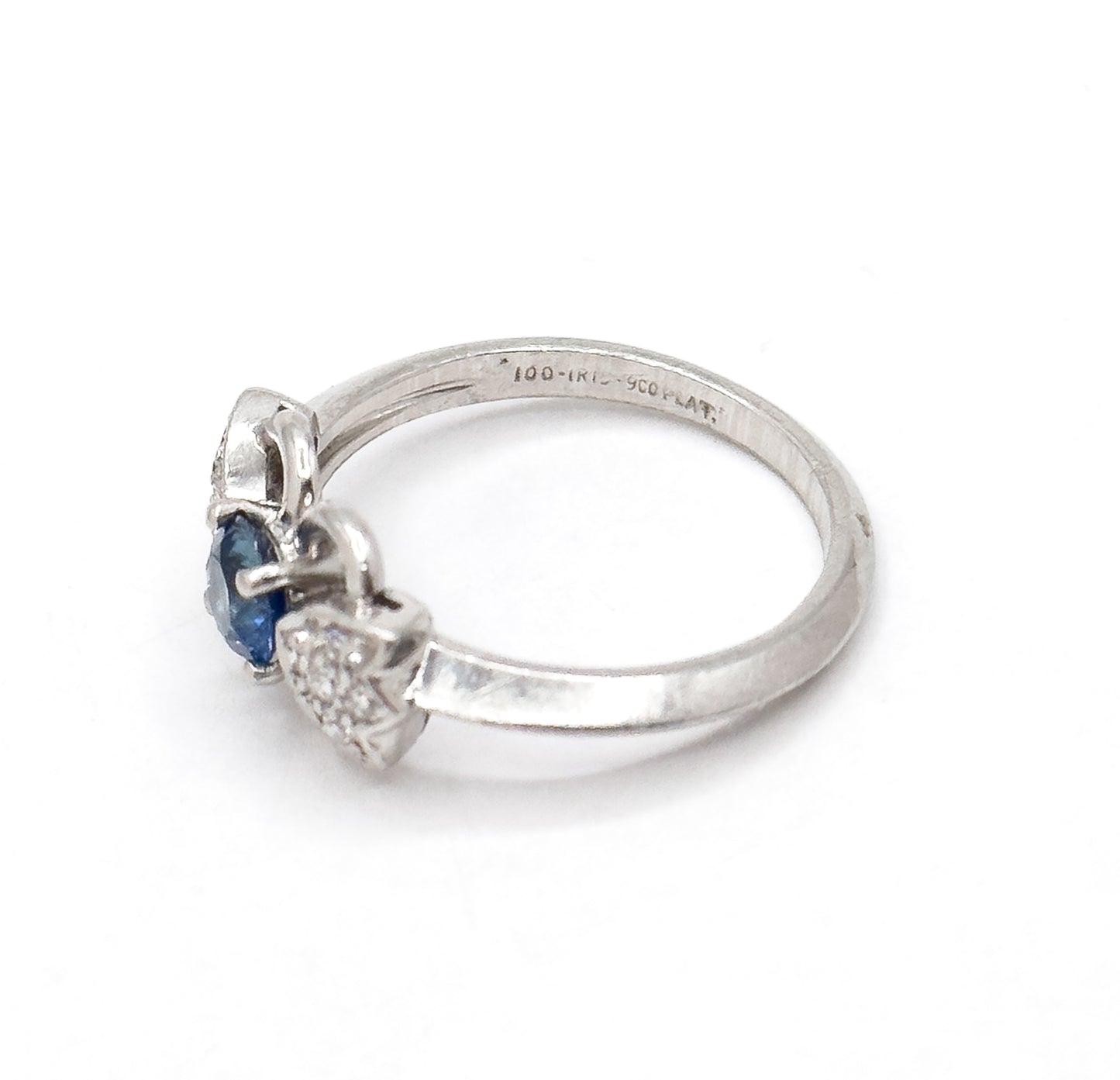 Vintage Blue Sapphire & Diamond Ring in Platinum