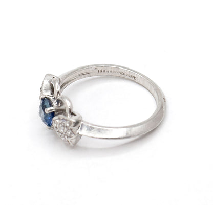 Vintage Blue Sapphire & Diamond Ring in Platinum