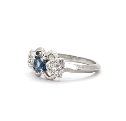 Vintage Blue Sapphire & Diamond Ring in Platinum