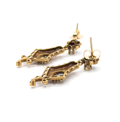 Mid-Century Opal Earrings in 14K Yellow Gold