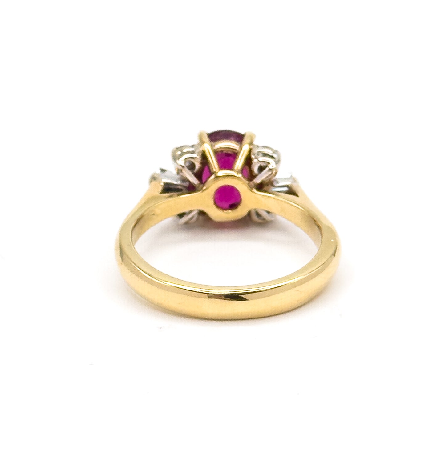 Contemporary Rubellite Tourmaline & Diamond Ring in 18K Yellow Gold