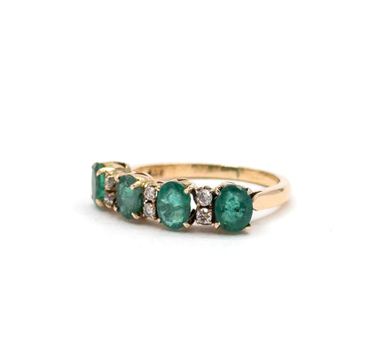 Vintage Emerald & Diamond Ring in 14K Gold