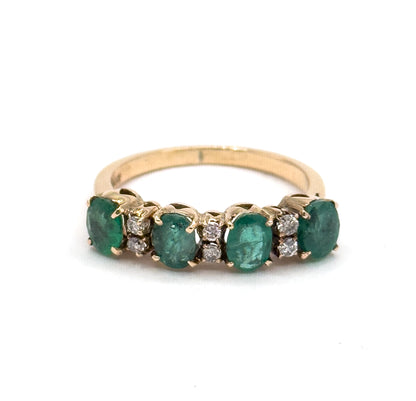 Vintage Emerald & Diamond Ring in 14K Gold