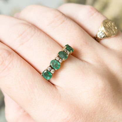 Vintage Emerald & Diamond Ring in 14K Gold