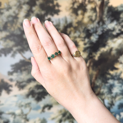 Vintage Emerald & Diamond Ring in 14K Gold