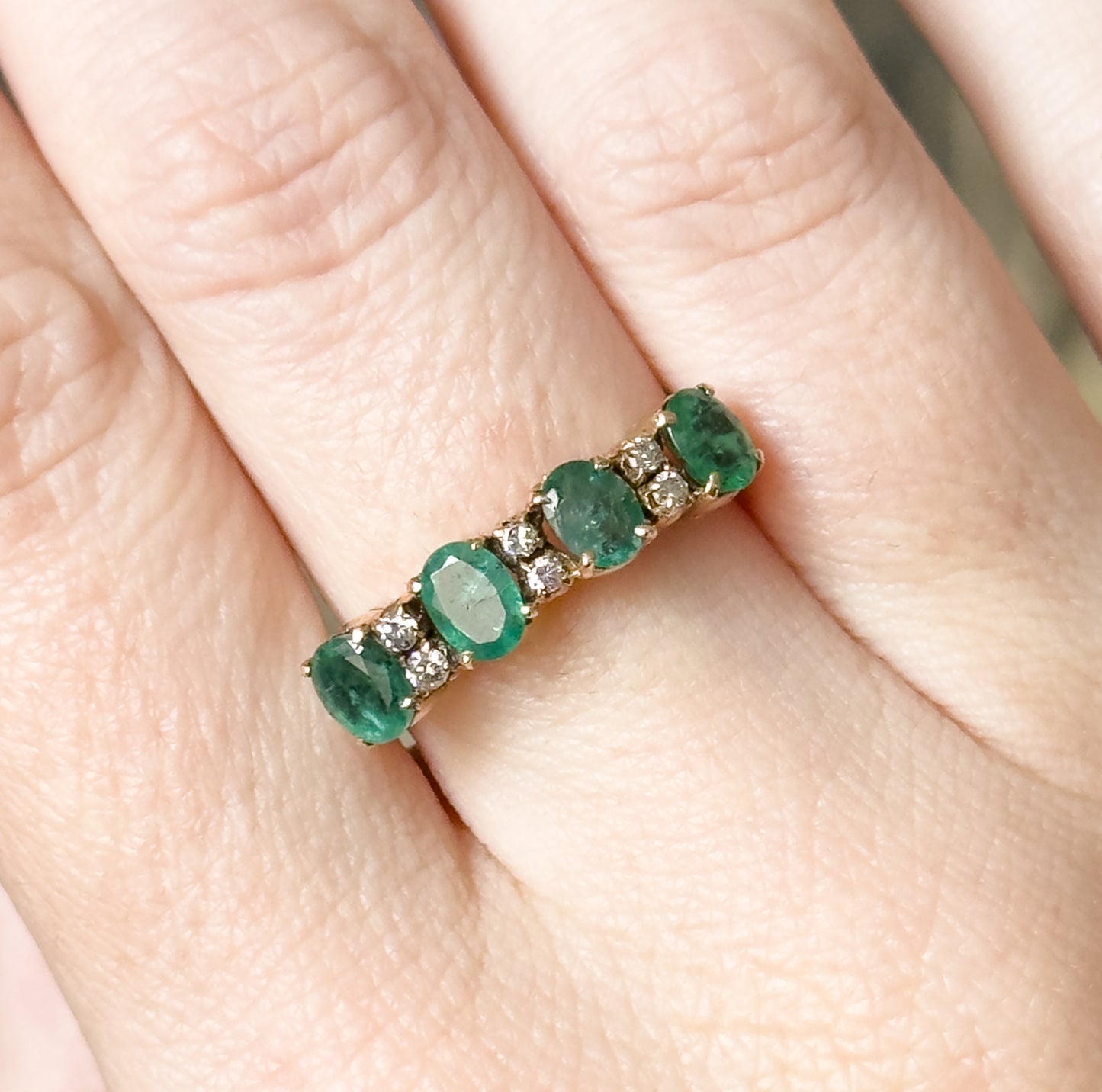 Vintage Emerald & Diamond Ring in 14K Gold