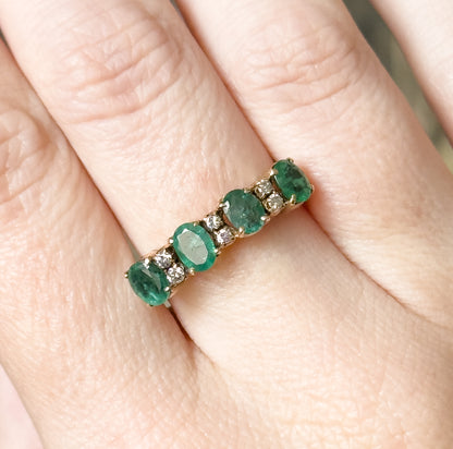 Vintage Emerald & Diamond Ring in 14K Gold