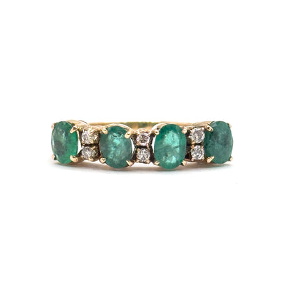 Vintage Emerald & Diamond Ring in 14K Gold