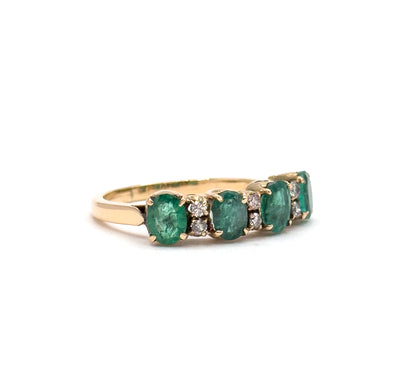 Vintage Emerald & Diamond Ring in 14K Gold