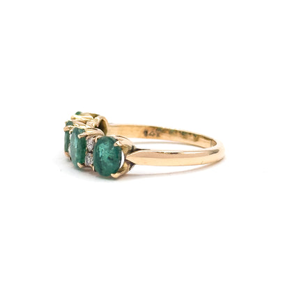 Vintage Emerald & Diamond Ring in 14K Gold