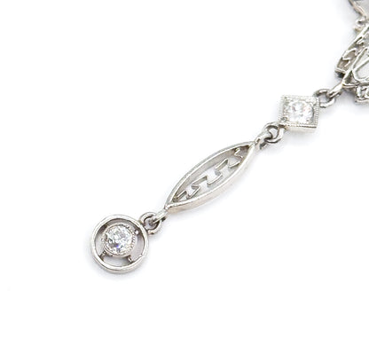 Edwardian Diamond Filigree Pendant Necklace in Platinum