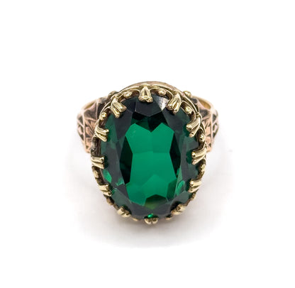 Unique antique Bottle Green Spinel Ring in Gold