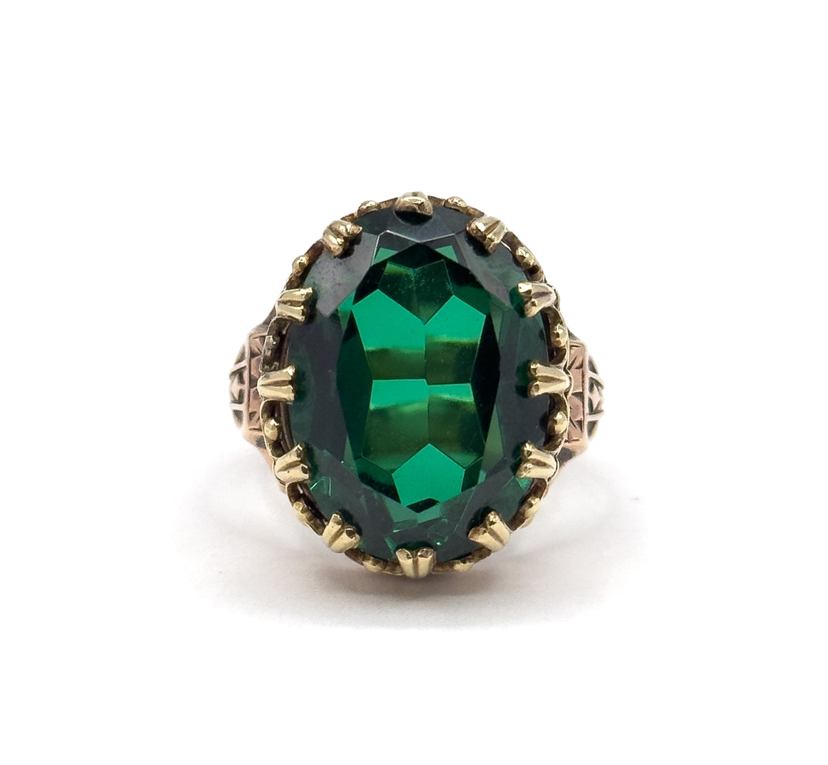 Unique antique Bottle Green Spinel Ring in Gold