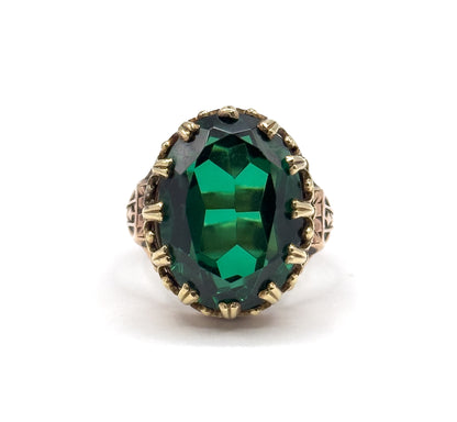 Unique antique Bottle Green Spinel Ring in Gold