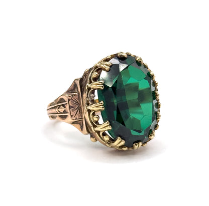 Unique antique Bottle Green Spinel Ring in Gold