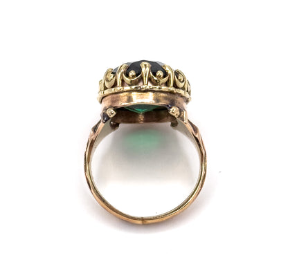Unique antique Bottle Green Spinel Ring in Gold