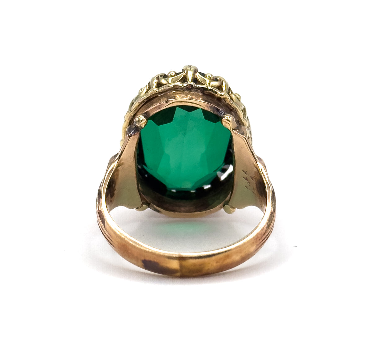Unique antique Bottle Green Spinel Ring in Gold