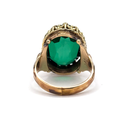 Unique antique Bottle Green Spinel Ring in Gold