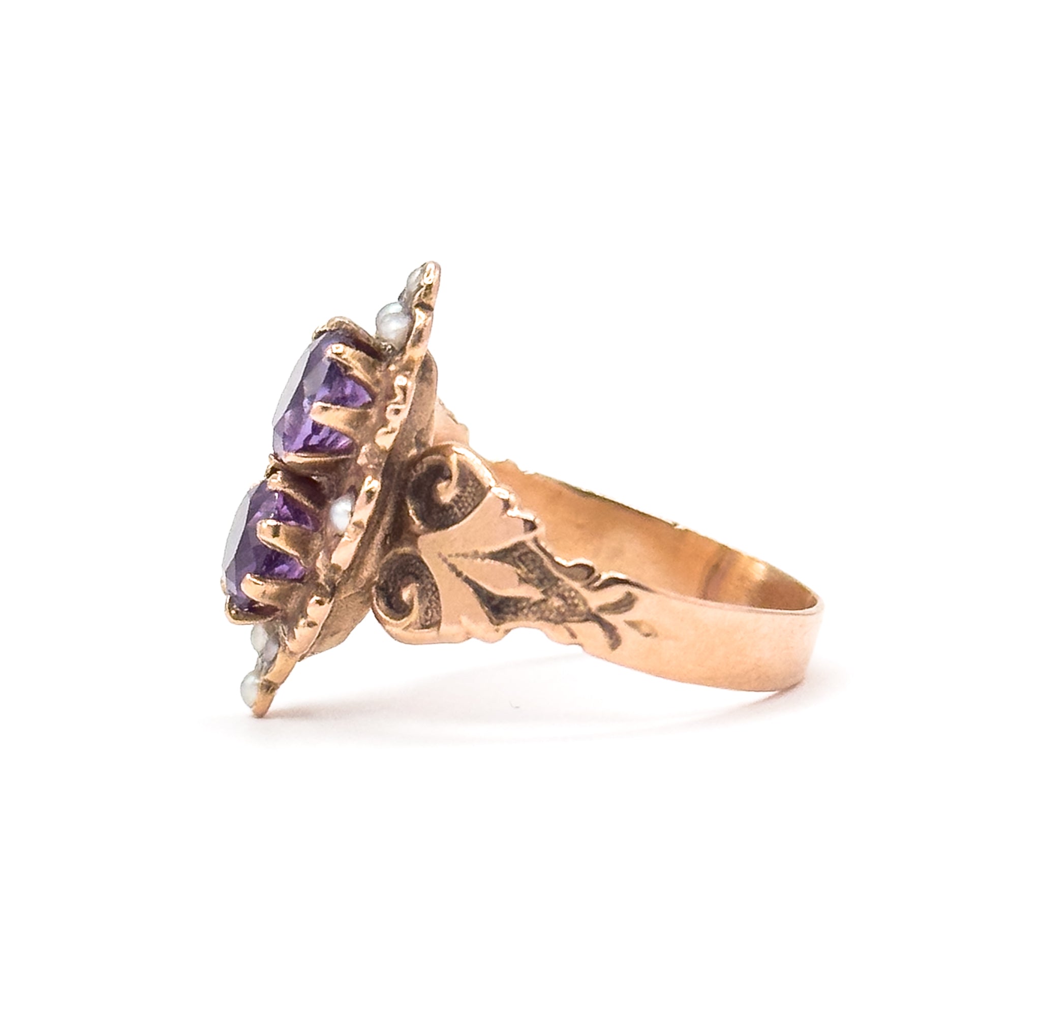 Victorian Amethyst & Seed Pearl in 14K Rose Gold – Opaline Estate
