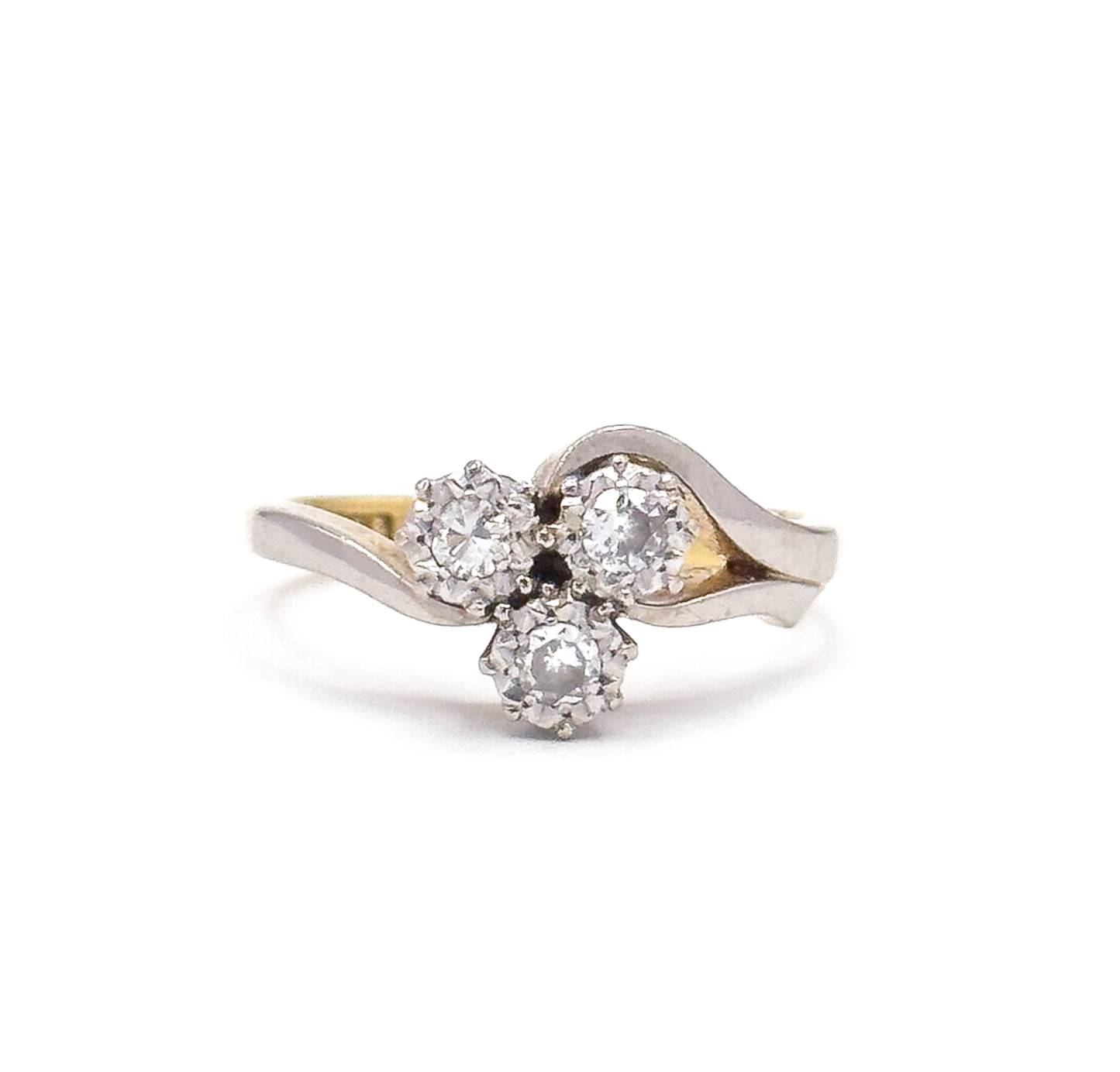 Shamrock Clover Diamond Ring in Platinum & 18K Gold