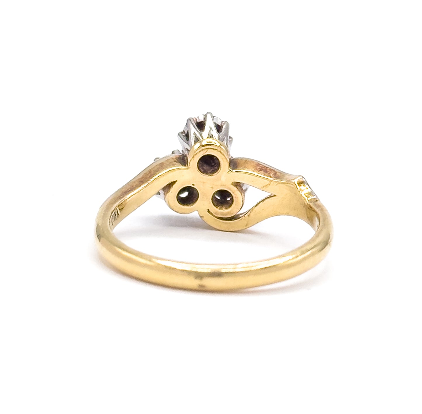 Shamrock Clover Diamond Ring in Platinum & 18K Gold
