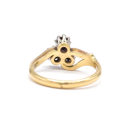 Shamrock Clover Diamond Ring in Platinum & 18K Gold