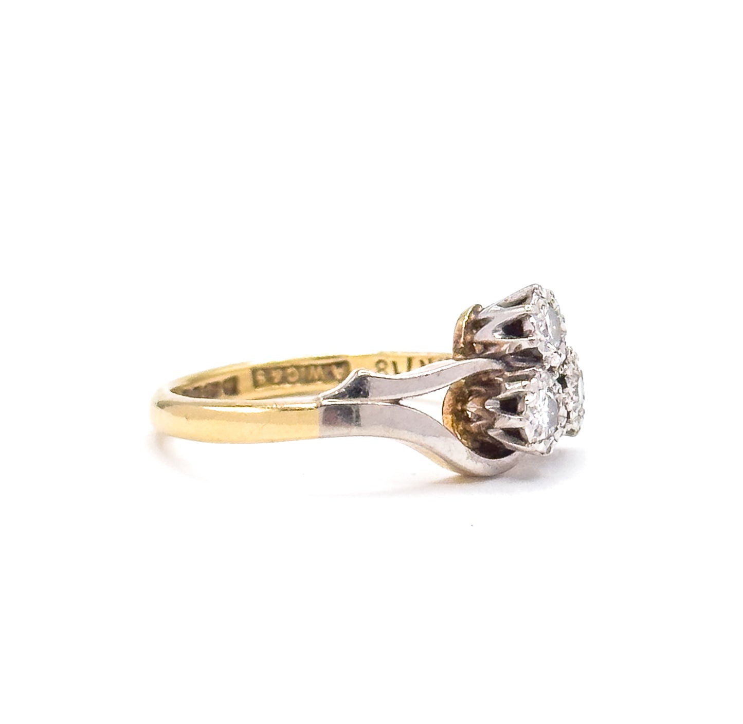 Shamrock Clover Diamond Ring in Platinum & 18K Gold