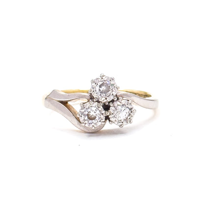 Shamrock Clover Diamond Ring in Platinum & 18K Gold
