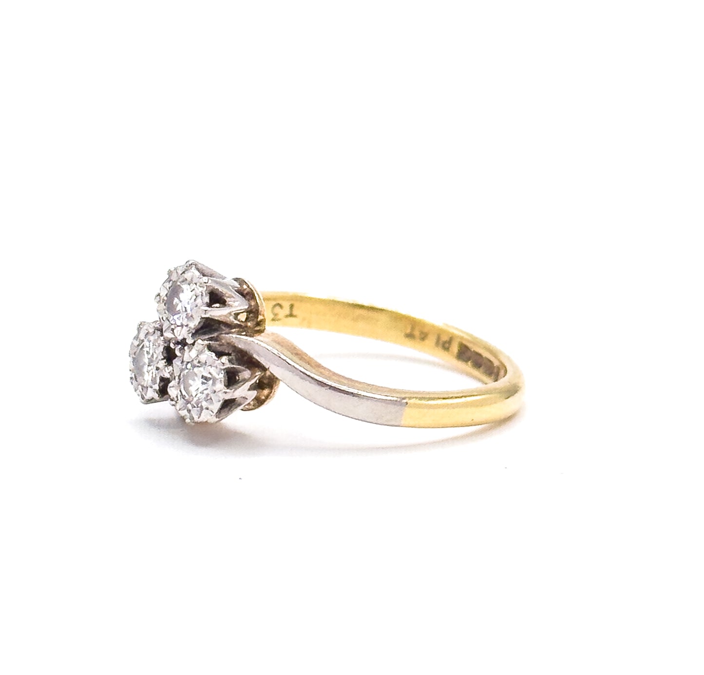 Shamrock Clover Diamond Ring in Platinum & 18K Gold