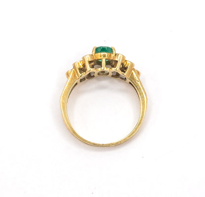 Late 20th Century Emerald & Diamond Ring in 18K Yellow Gold