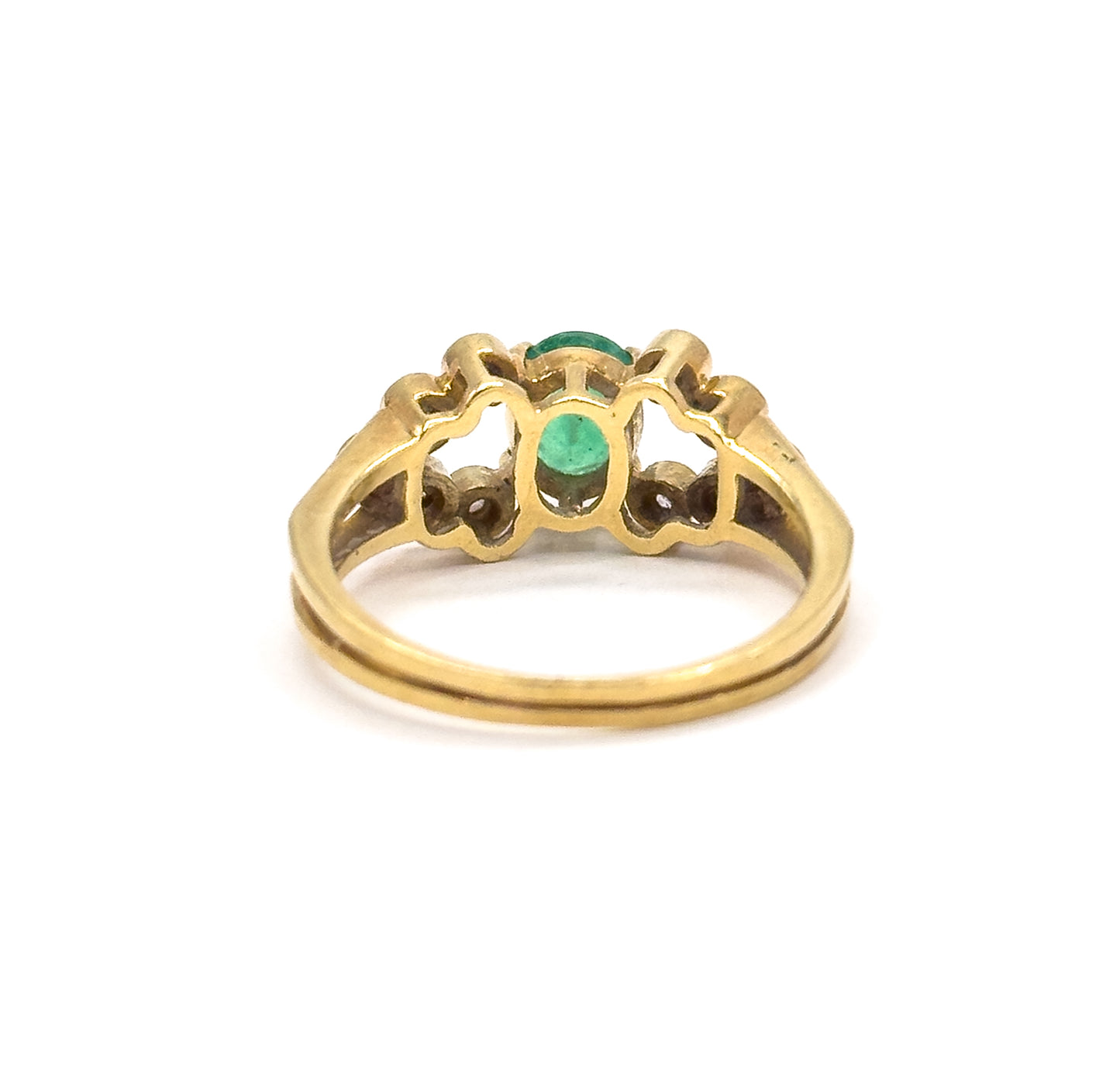 Late 20th Century Emerald & Diamond Ring in 18K Yellow Gold