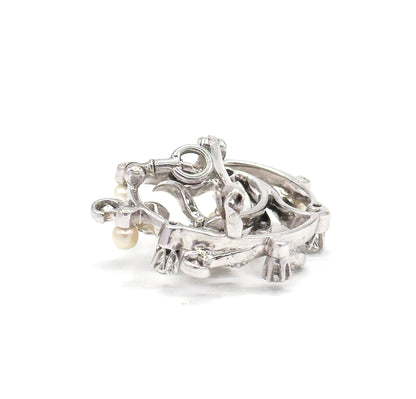 Edwardian Diamond & Pearl Convertible Pendant Brooch in Platinum