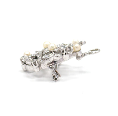 Edwardian Diamond & Pearl Convertible Pendant Brooch in Platinum