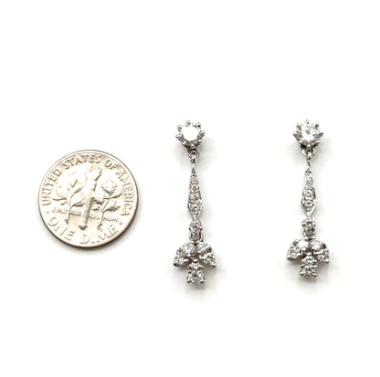 Contemporary Diamond Drop Earrings in 14K White Gold