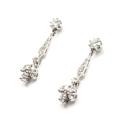 Contemporary Diamond Drop Earrings in 14K White Gold