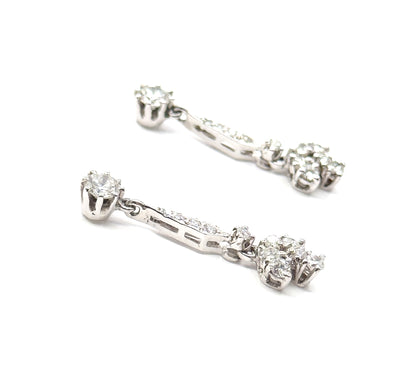 Contemporary Diamond Drop Earrings in 14K White Gold