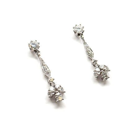 Contemporary Diamond Drop Earrings in 14K White Gold