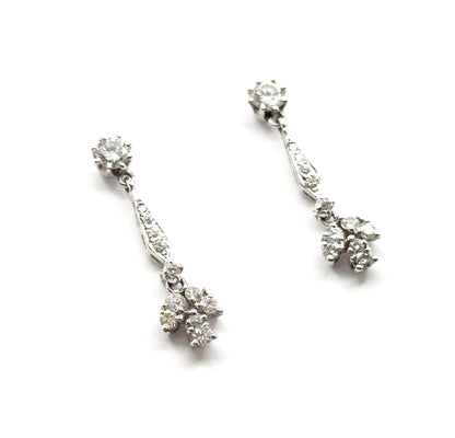 Contemporary Diamond Drop Earrings in 14K White Gold