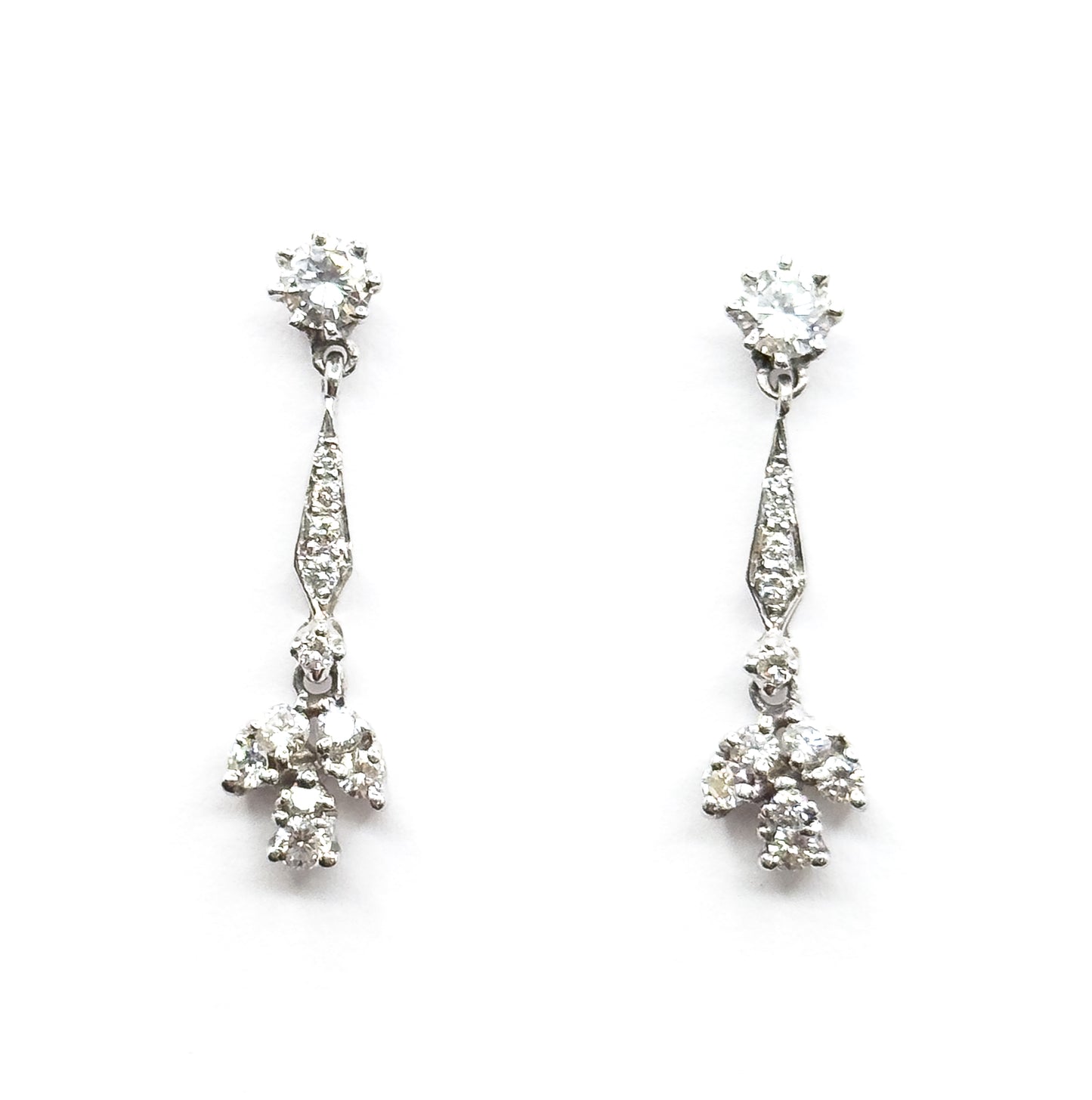 Contemporary Diamond Drop Earrings in 14K White Gold