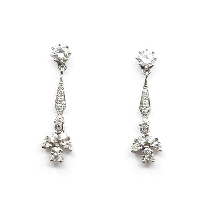 Contemporary Diamond Drop Earrings in 14K White Gold