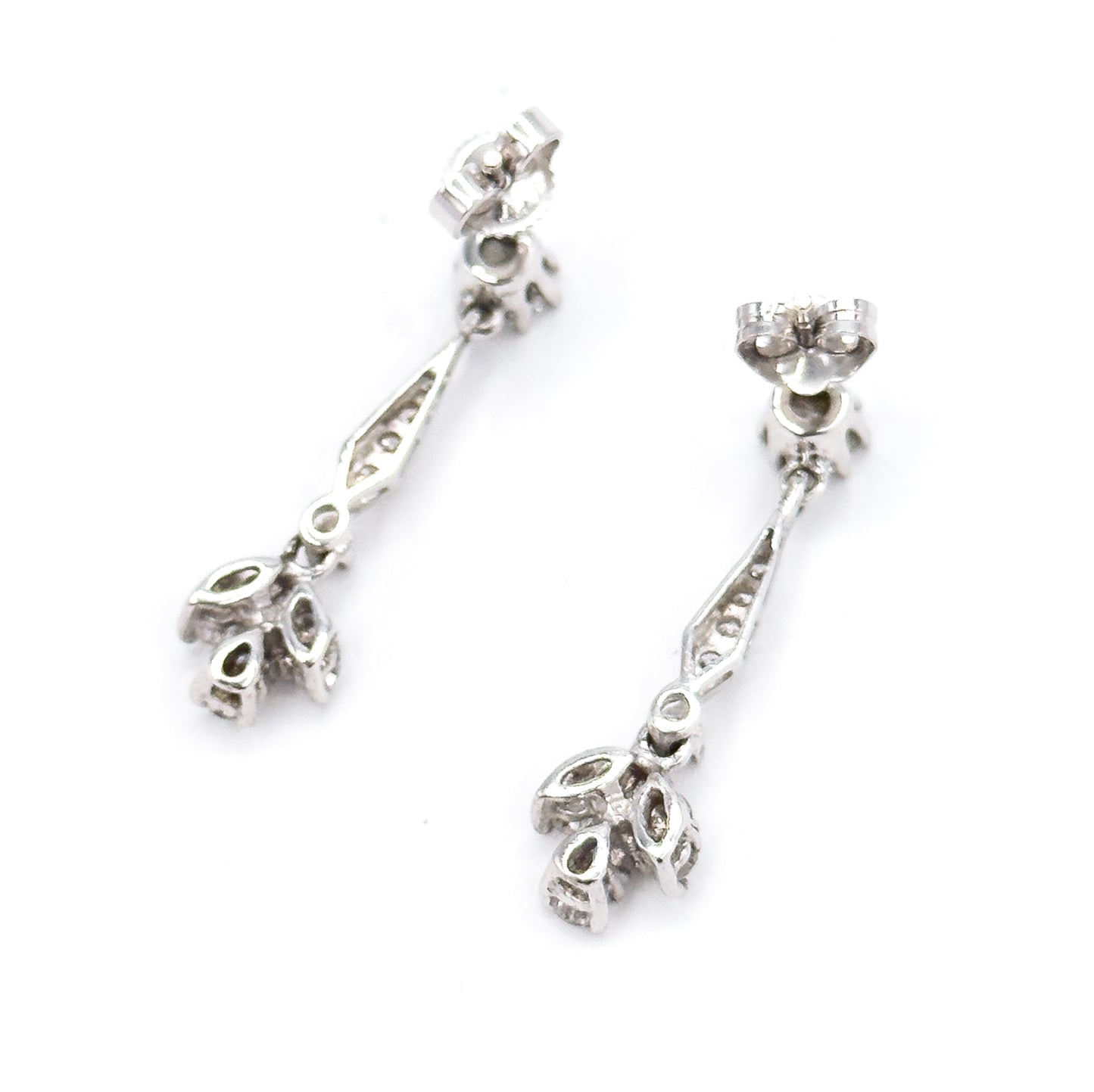 Contemporary Diamond Drop Earrings in 14K White Gold
