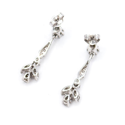 Contemporary Diamond Drop Earrings in 14K White Gold