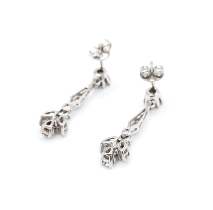Contemporary Diamond Drop Earrings in 14K White Gold